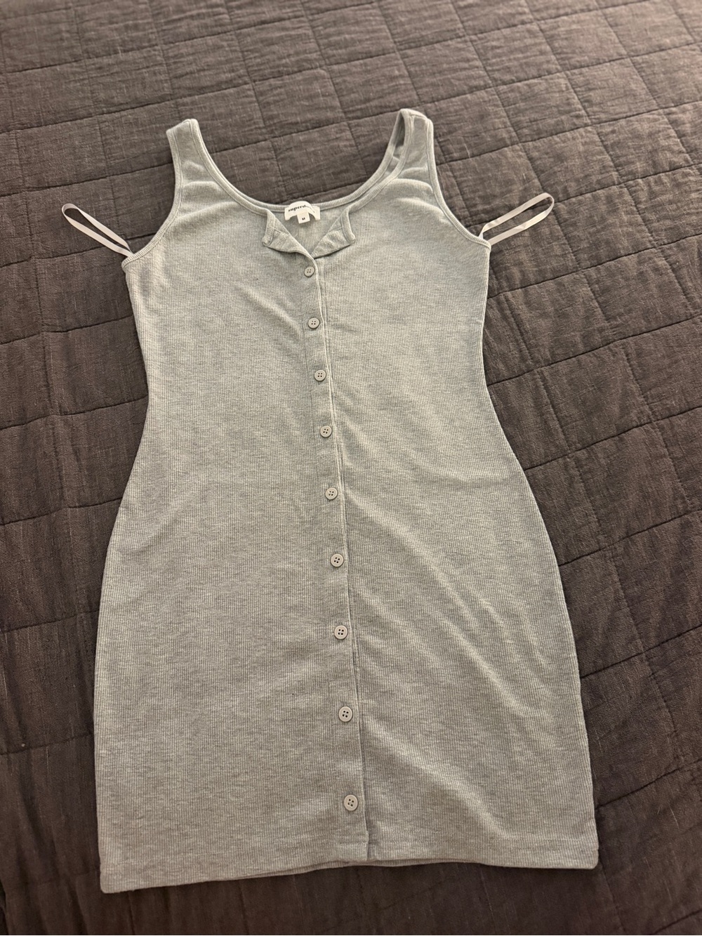 superdown Light Gray Ribbed Button-Up Tank